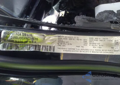 2022 Dodge Durango Gt Plus Awd z USA, uszkodzony, nr VIN 1C4RDJDG4NC219283